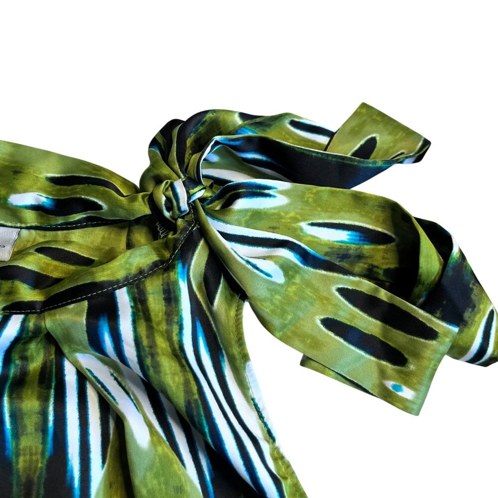 Worthington Woman 1X Green & Black Halter Top With Bow - Picture 8 of 9